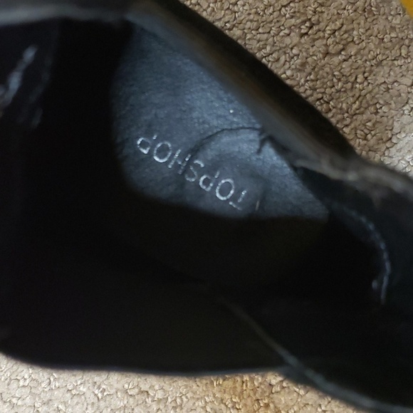 Topshop women's black round toe suede ankle booties 3" heel kinda chunky - Picture 7 of 9